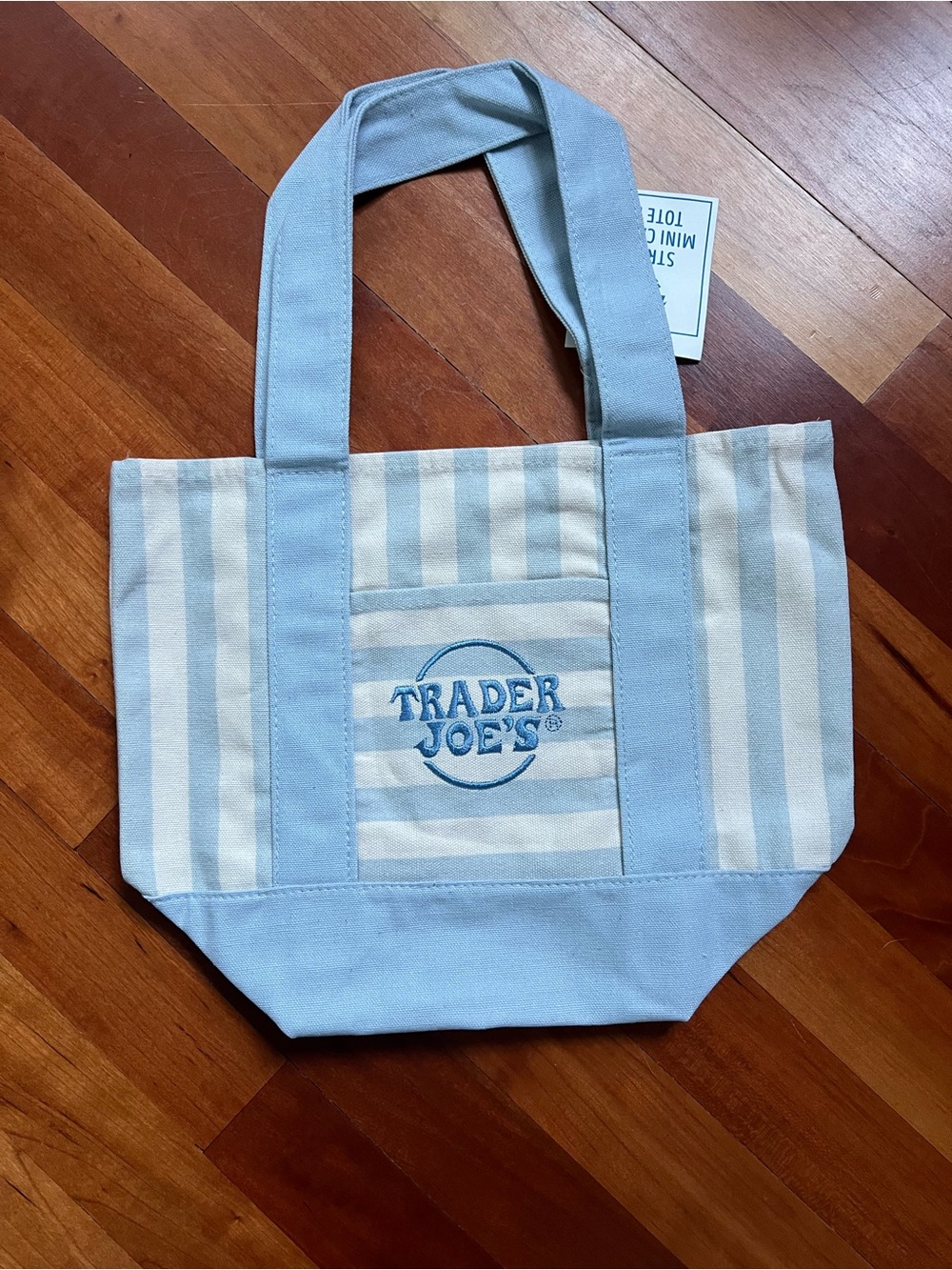 NWT Set of 2 TRADER JOE’s Striped Mini Canvas Tote Bags - Picture 2 of 4